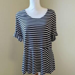Black and White Striped Women's Top